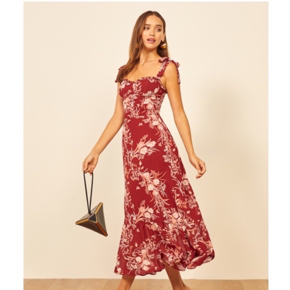 Reformation Nikita Dress - Juliette Size 8 red floral romantic flirty maxi dress